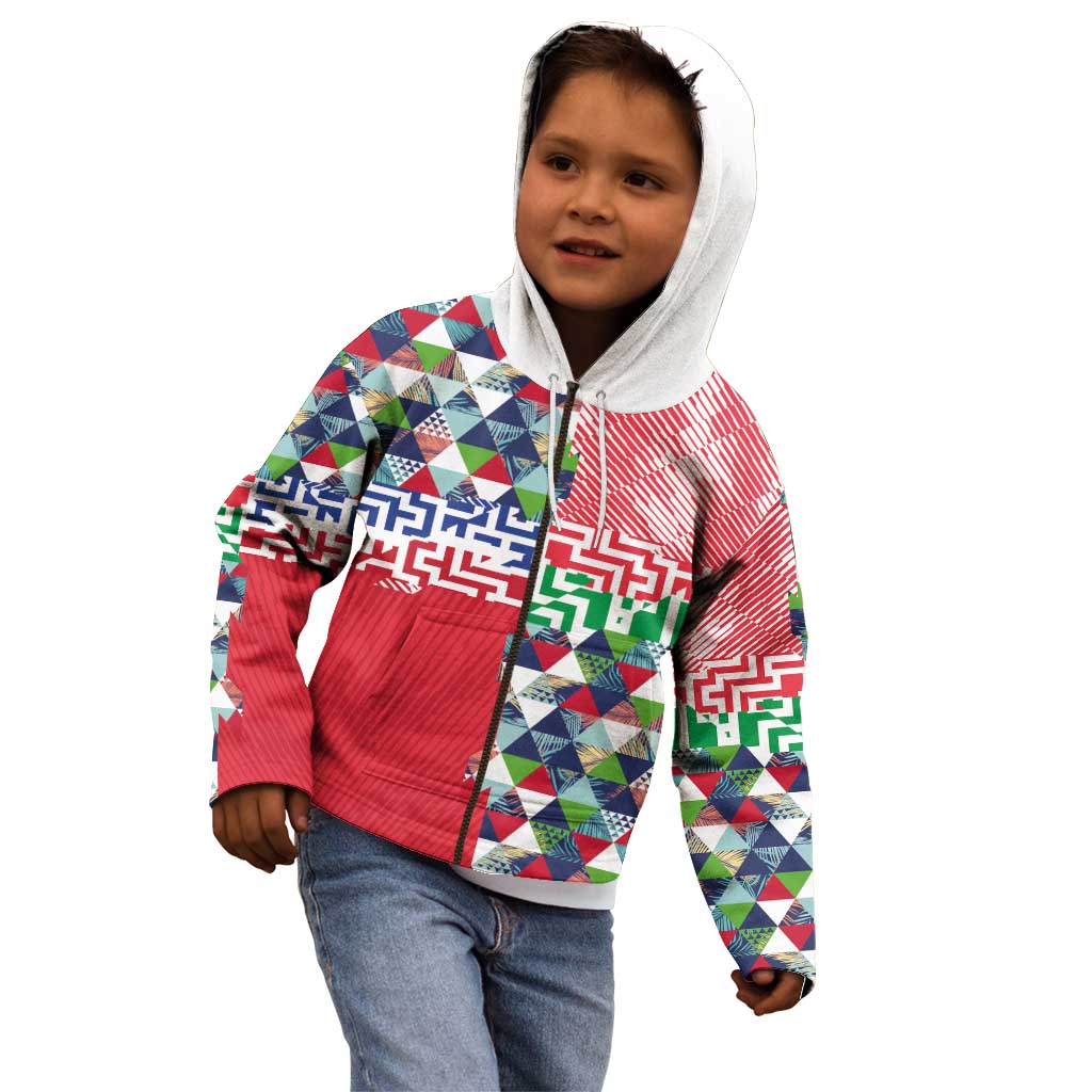 Hawaiian Floral Kakau Tropical Leaves-Sporty Style Kid Hoodie