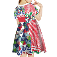 Hawaiian Floral Kakau Tropical Leaves-Sporty Style Kid Short Sleeve Dress