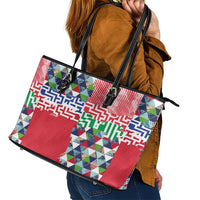 Hawaiian Floral Kakau Tropical Leaves-Sporty Style Leather Tote Bag