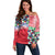 Hawaiian Floral Kakau Tropical Leaves-Sporty Style Off Shoulder Sweater