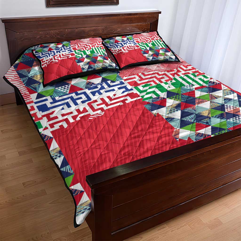 Hawaiian Floral Kakau Tropical Leaves-Sporty Style Quilt Bed Set