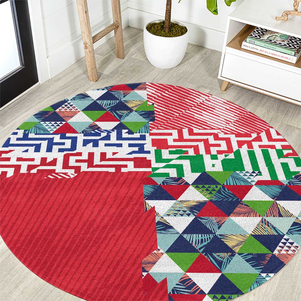 Hawaiian Floral Kakau Tropical Leaves-Sporty Style Round Carpet LT03 Art - Polynesian Pride