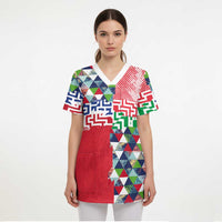 Hawaiian Floral Kakau Tropical Leaves-Sporty Style Scrub Top - Polynesian Pride