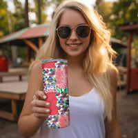 Hawaiian Floral Kakau Tropical Leaves-Sporty Style Skinny Tumbler