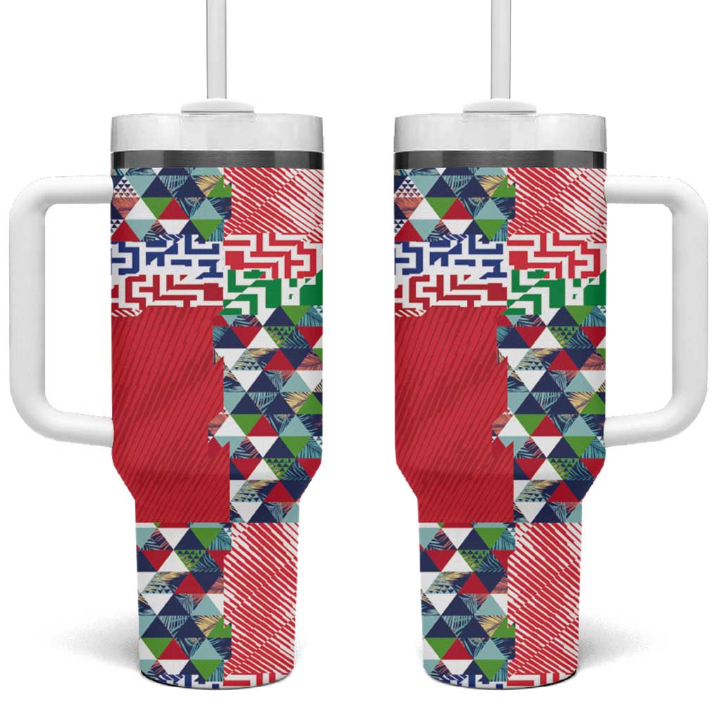 Hawaiian Floral Kakau Tropical Leaves-Sporty Style Tumbler With Handle