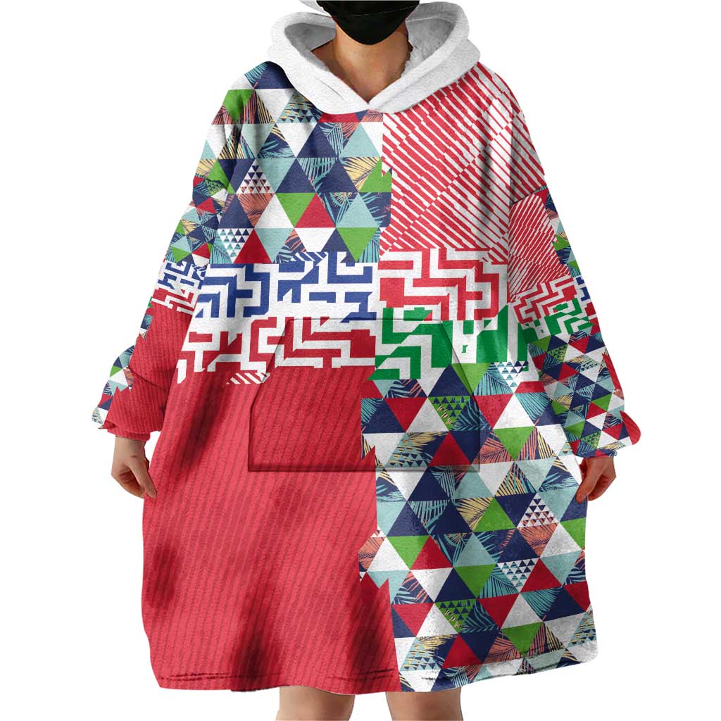 Hawaiian Floral Kakau Tropical Leaves-Sporty Style Wearable Blanket Hoodie