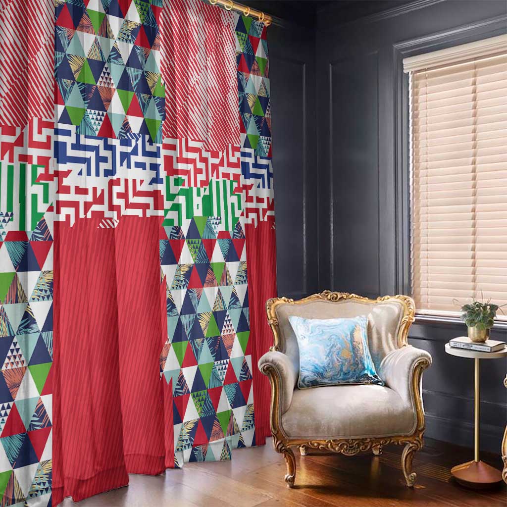 Hawaiian Floral Kakau Tropical Leaves-Sporty Style Window Curtain