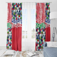 Hawaiian Floral Kakau Tropical Leaves-Sporty Style Window Curtain