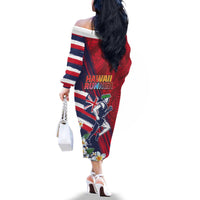 Hawaii Runner-Kakau Art with Lei and Plumeria Family Matching Off The Shoulder Long Sleeve Dress and Hawaiian Shirt