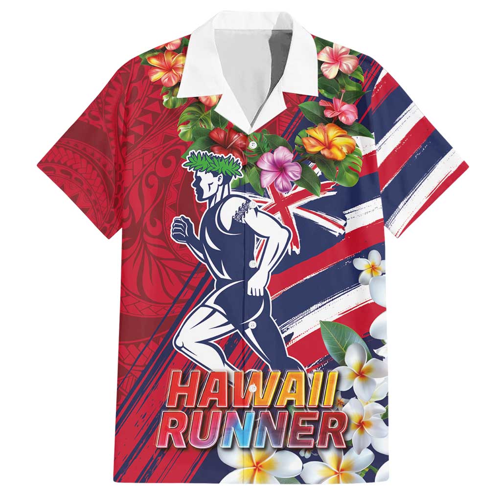 Hawaii Runner-Kakau Art with Lei and Plumeria Hawaiian Shirt