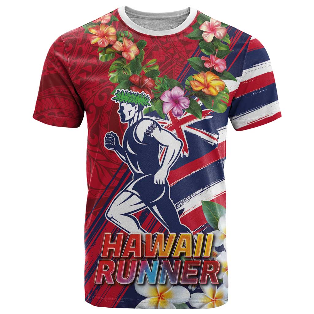 Hawaii Runner-Kakau Art with Lei and Plumeria T Shirt