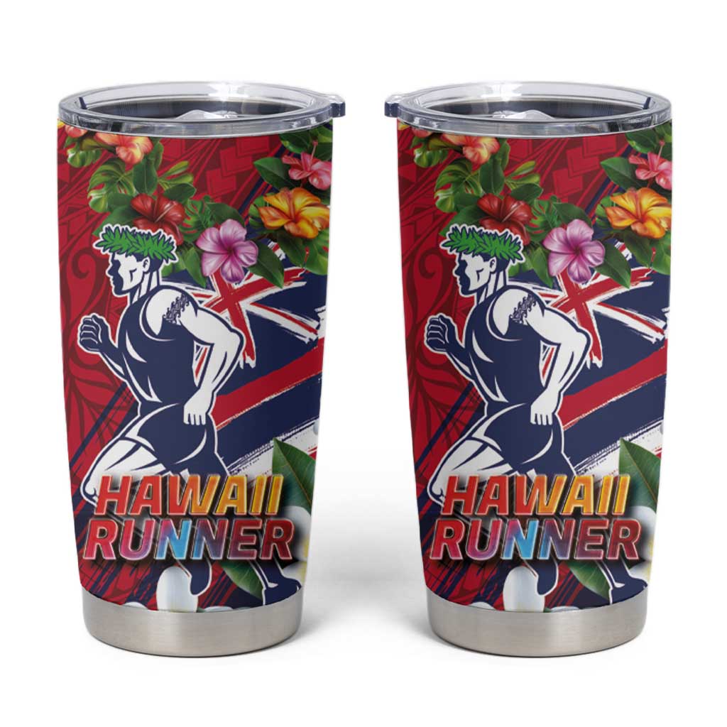 Hawaii Runner-Kakau Art with Lei and Plumeria Tumbler Cup