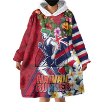 Hawaii Runner-Kakau Art with Lei and Plumeria Wearable Blanket Hoodie