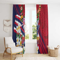 Hawaii Runner-Kakau Art with Lei and Plumeria Window Curtain