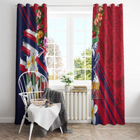 Hawaii Runner-Kakau Art with Lei and Plumeria Window Curtain
