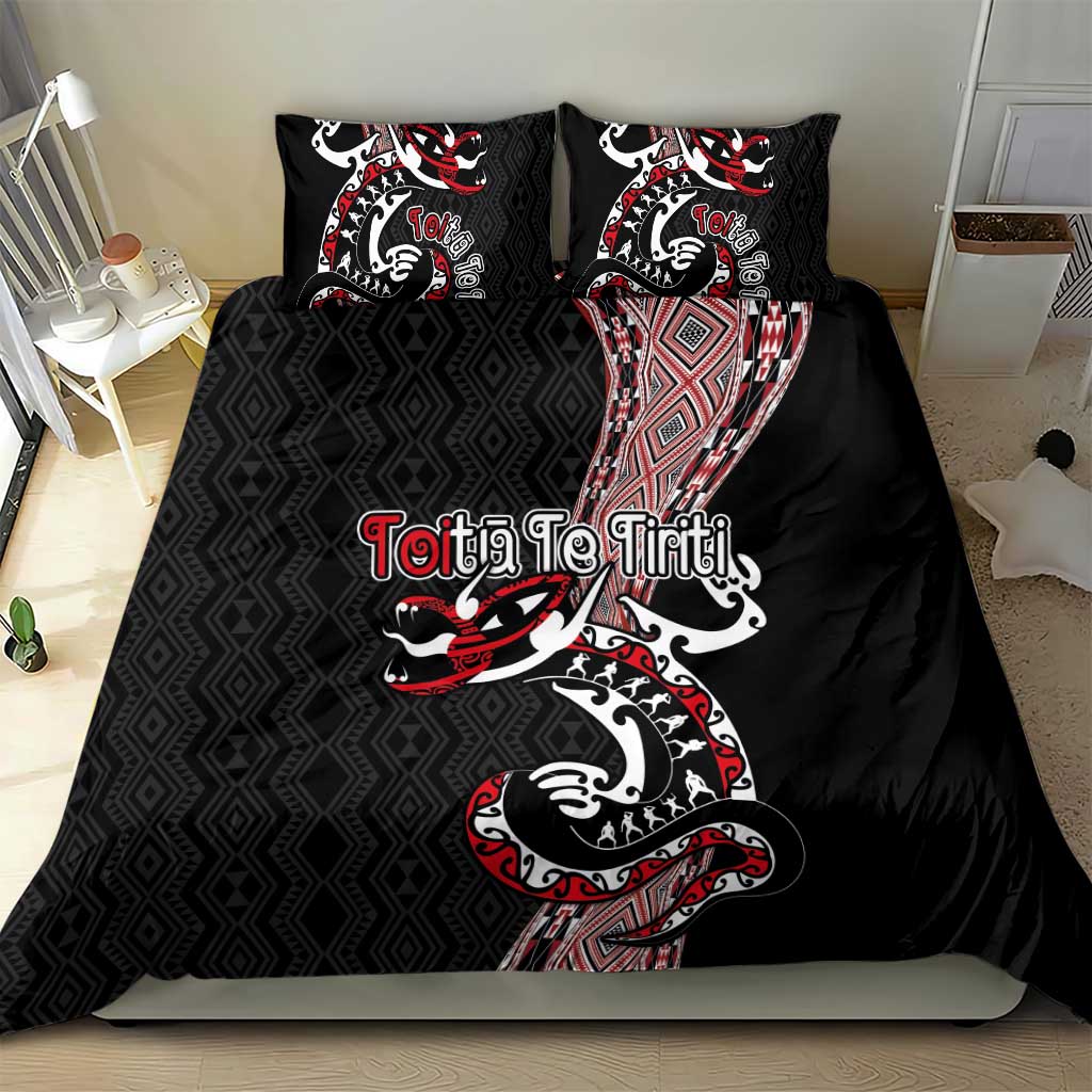 Aotearoa Toitu Te Tiriti Taniko Bedding Set Maori Taniwha Haka - Honour the Treaty