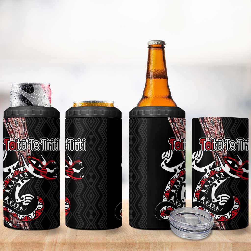 Aotearoa Toitu Te Tiriti Taniko 4 in 1 Can Cooler Tumbler Maori Taniwha Haka - Honour the Treaty