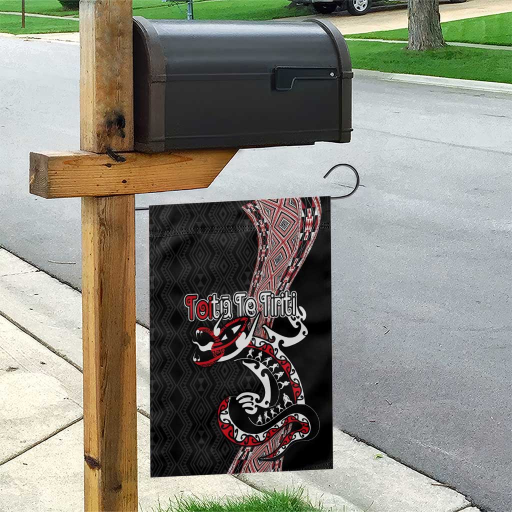 Aotearoa Toitu Te Tiriti Taniko Garden Flag Maori Taniwha Haka - Honour the Treaty