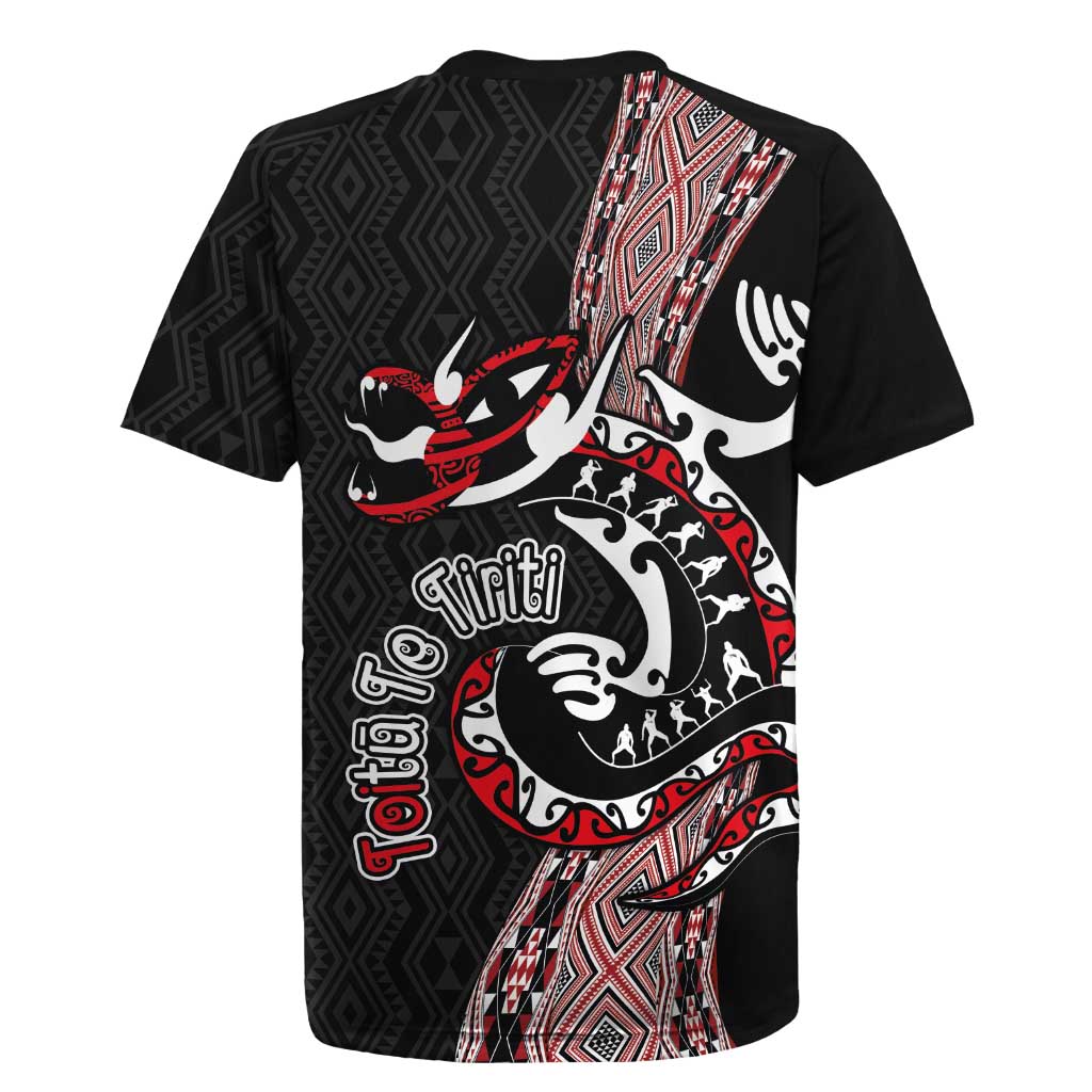 Aotearoa Toitu Te Tiriti Taniko Rugby Jersey Maori Taniwha Haka - Honour the Treaty
