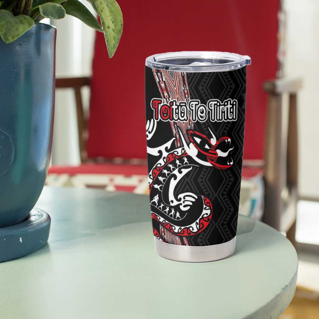 Aotearoa Toitu Te Tiriti Taniko Tumbler Cup Maori Taniwha Haka - Honour the Treaty