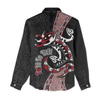 Aotearoa Toitu Te Tiriti Taniko Women Casual Shirt Maori Taniwha Haka - Honour the Treaty