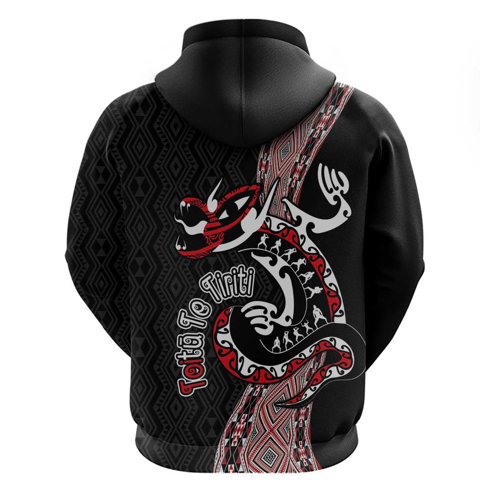 Aotearoa Toitu Te Tiriti Taniko Zip Hoodie Maori Taniwha Haka - Honour the Treaty