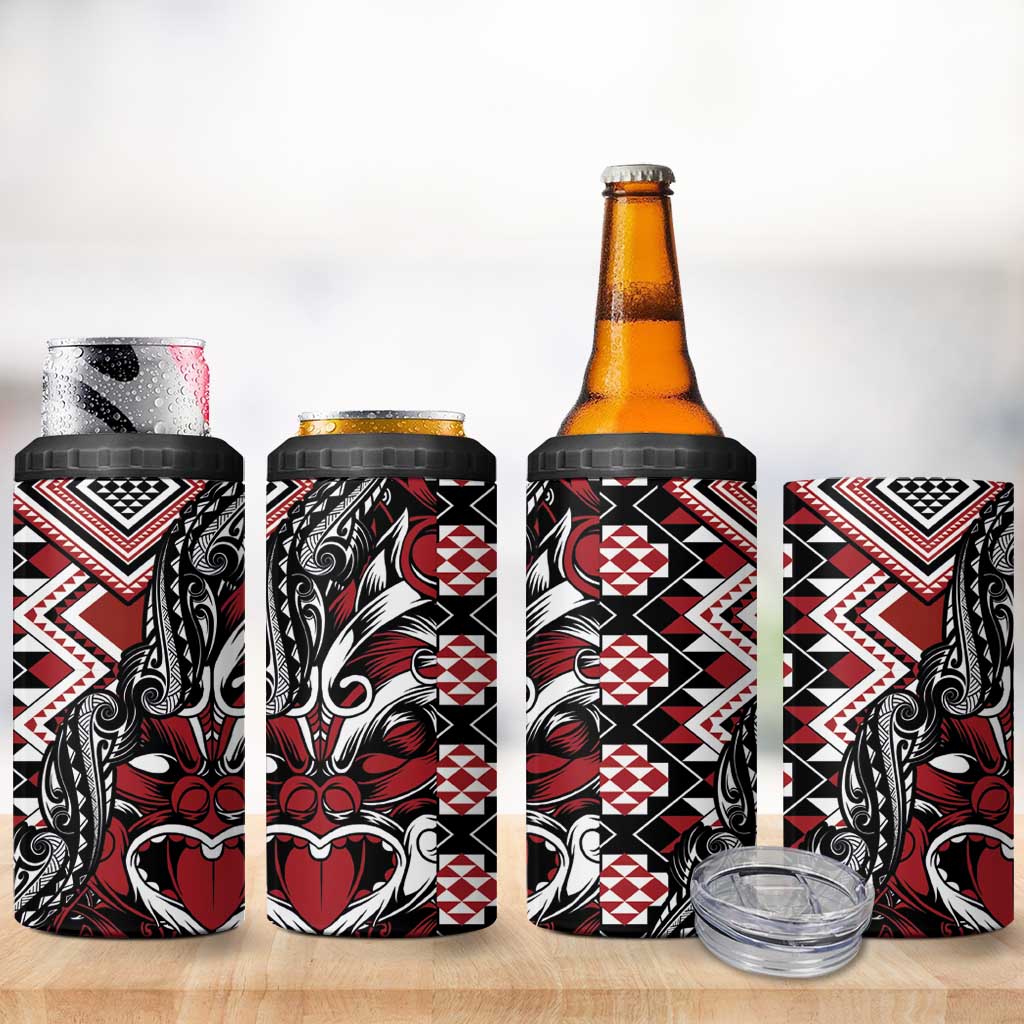 Aotearoa Maori Moko Art with Taniko Half Style 4 in 1 Can Cooler Tumbler