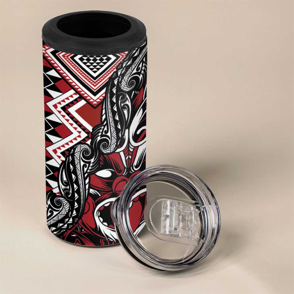 Aotearoa Maori Moko Art with Taniko Half Style 4 in 1 Can Cooler Tumbler