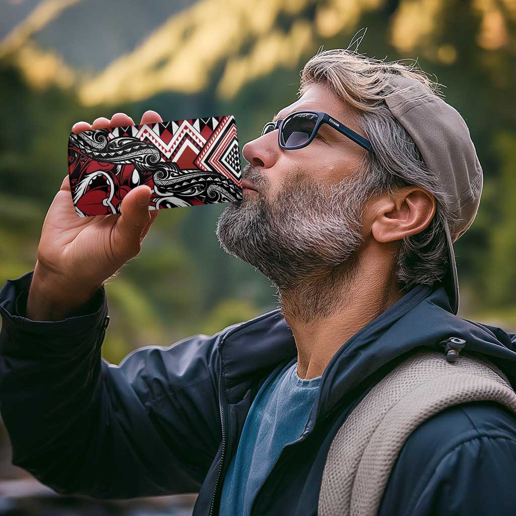 Aotearoa Maori Moko Art with Taniko Half Style 4 in 1 Can Cooler Tumbler