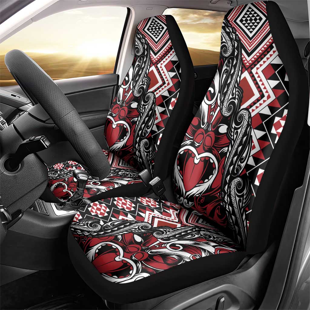 Aotearoa Maori Moko Art with Taniko Half Style Car Seat Cover