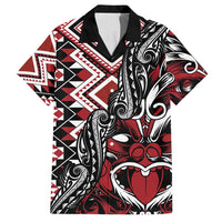 Aotearoa Maori Moko Art with Taniko Half Style Family Matching Summer Maxi Dress and Hawaiian Shirt