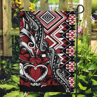 Aotearoa Maori Moko Art with Taniko Half Style Garden Flag
