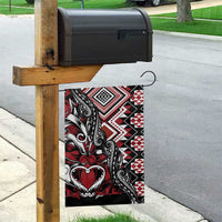 Aotearoa Maori Moko Art with Taniko Half Style Garden Flag