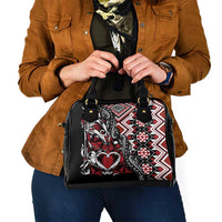 Aotearoa Maori Moko Art with Taniko Half Style Shoulder Handbag