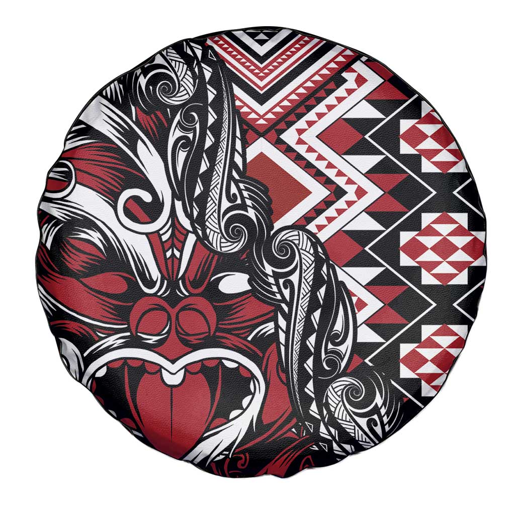 Aotearoa Maori Moko Art with Taniko Half Style Spare Tire Cover