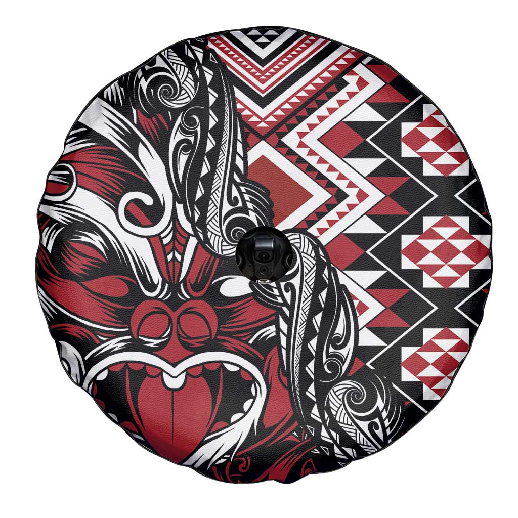 Aotearoa Maori Moko Art with Taniko Half Style Spare Tire Cover