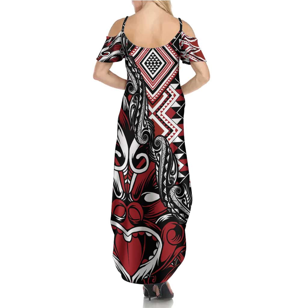 Aotearoa Maori Moko Art with Taniko Half Style Summer Maxi Dress
