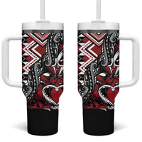 Aotearoa Maori Moko Art with Taniko Half Style Tumbler With Handle