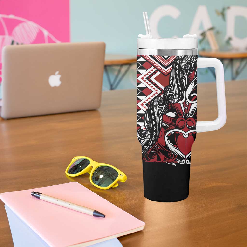 Aotearoa Maori Moko Art with Taniko Half Style Tumbler With Handle