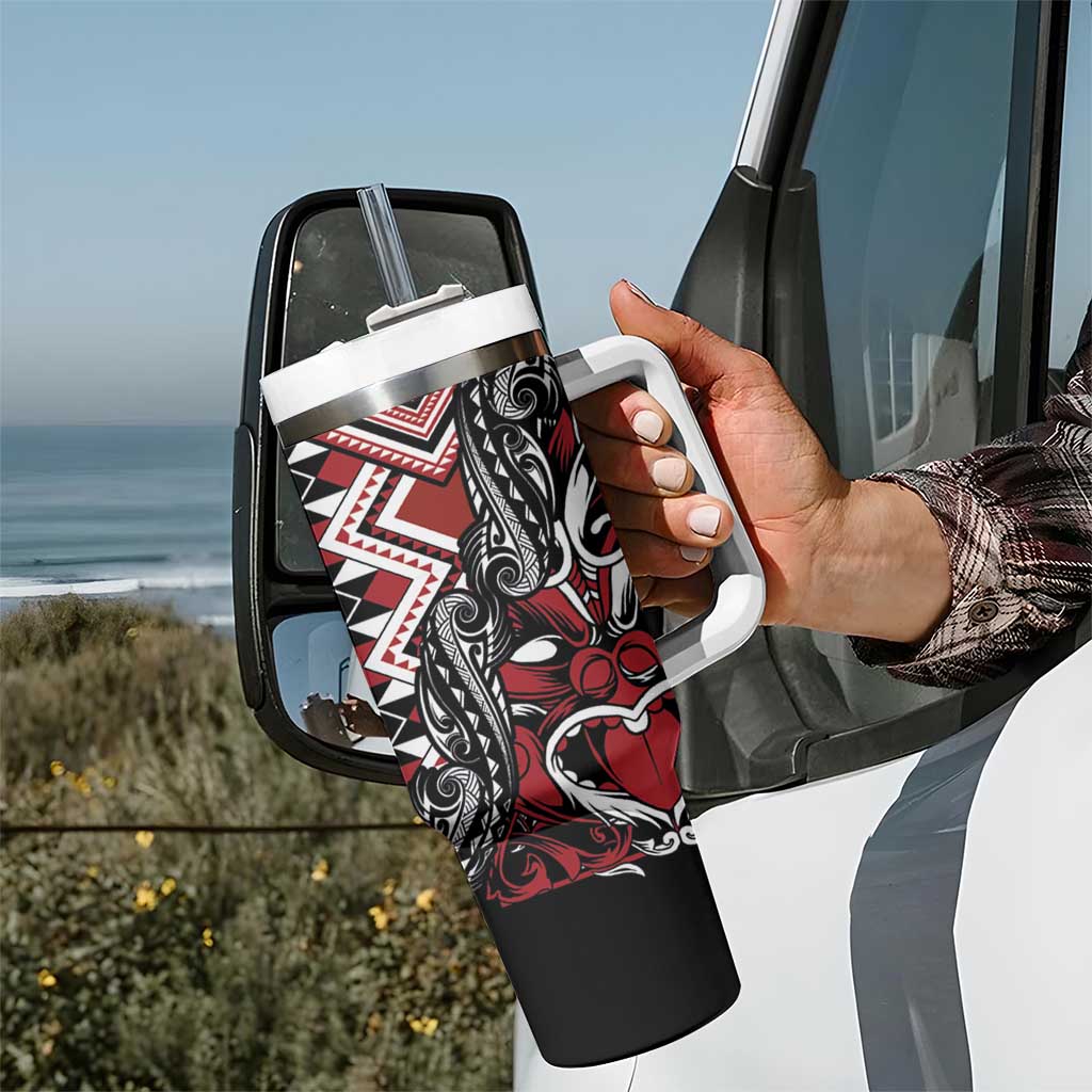 Aotearoa Maori Moko Art with Taniko Half Style Tumbler With Handle