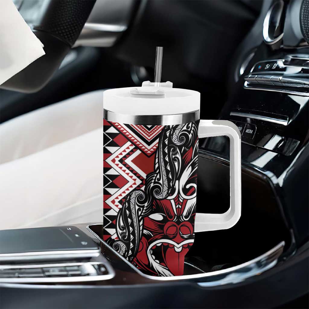 Aotearoa Maori Moko Art with Taniko Half Style Tumbler With Handle