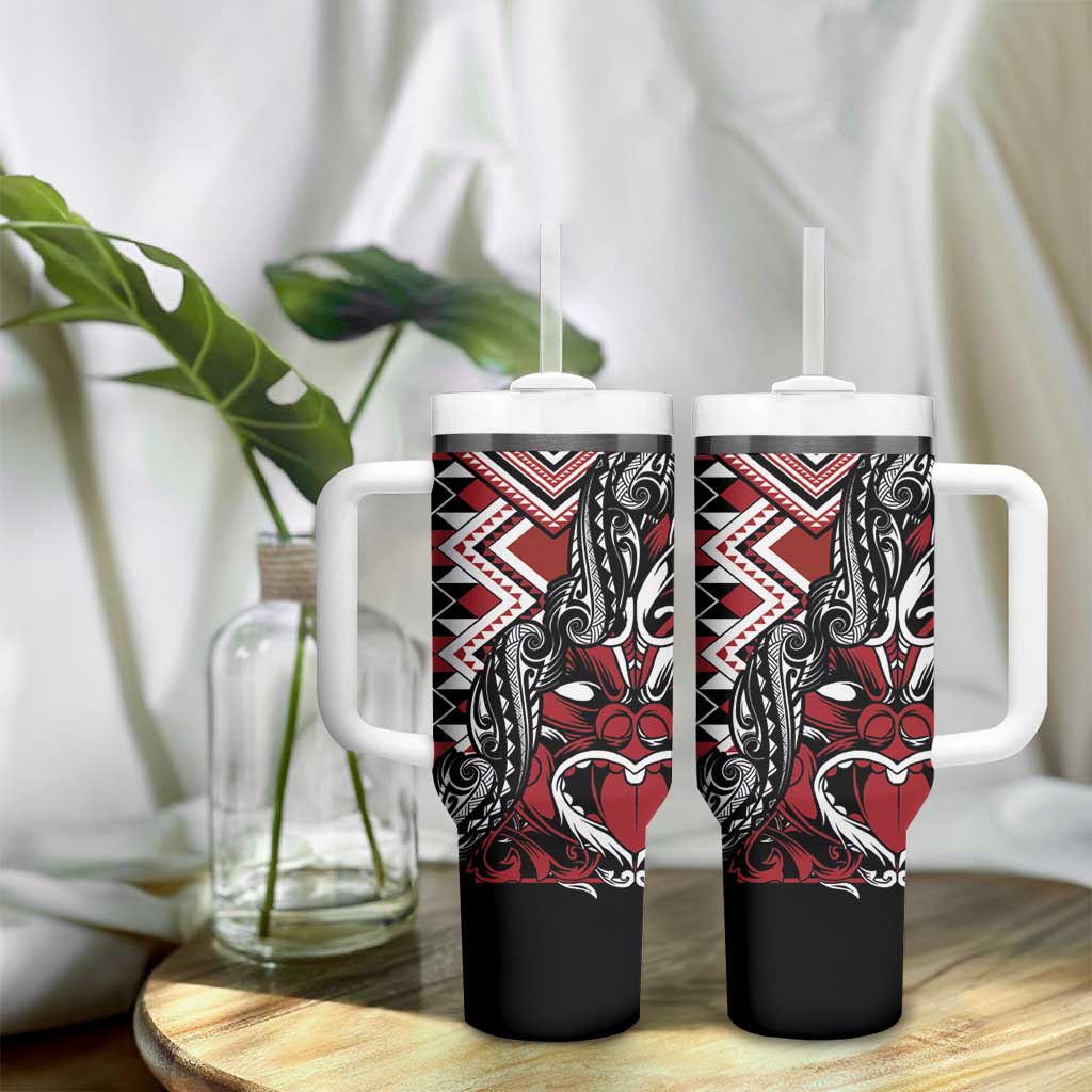 Aotearoa Maori Moko Art with Taniko Half Style Tumbler With Handle