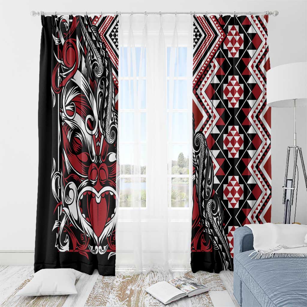 Aotearoa Maori Moko Art with Taniko Half Style Window Curtain