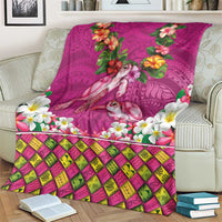 Hawaiian Lei Turtle and Plumeria Blanket Polynerian Art Tattoo-Plum Pink Color