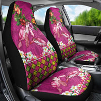 Hawaiian Lei Turtle and Plumeria Car Seat Cover Polynerian Art Tattoo-Plum Pink Color
