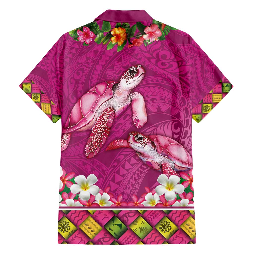 Hawaiian Lei Turtle and Plumeria Family Matching Off Shoulder Maxi Dress and Hawaiian Shirt Polynerian Art Tattoo-Plum Pink Color