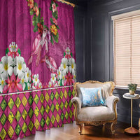 Hawaiian Lei Turtle and Plumeria Window Curtain Polynerian Art Tattoo-Plum Pink Color
