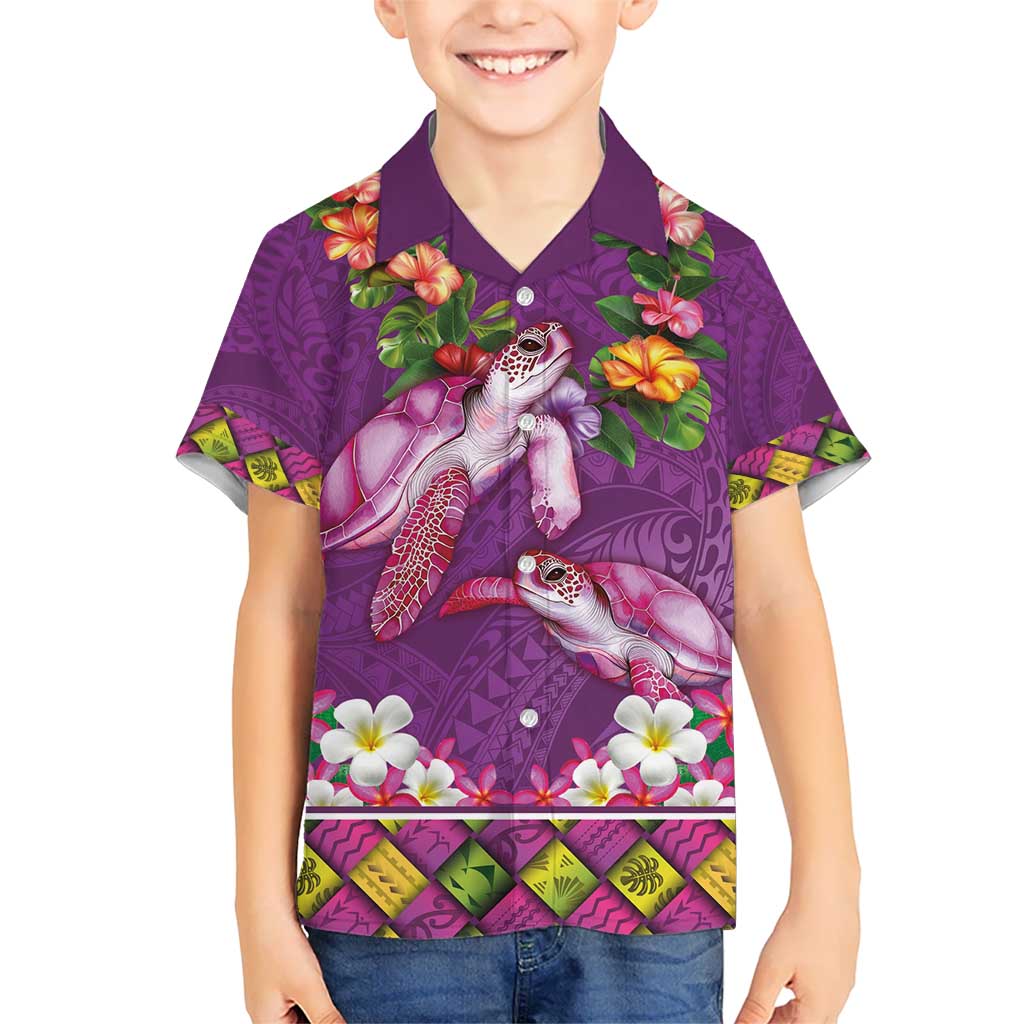Hawaiian Lei Turtle and Plumeria Hawaiian Shirt Polynerian Art Tattoo-Mauve Color