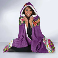 Hawaiian Lei Turtle and Plumeria Hooded Blanket Polynerian Art Tattoo-Mauve Color