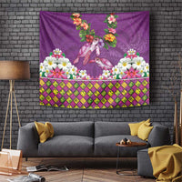 Hawaiian Lei Turtle and Plumeria Tapestry Polynerian Art Tattoo-Mauve Color